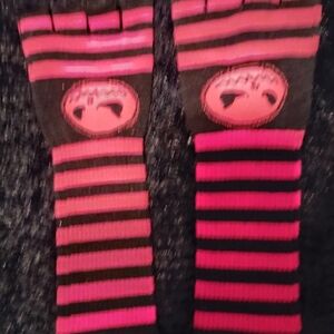 Nightmare Before Christmas Red and Black Striped Fingerless Gloves